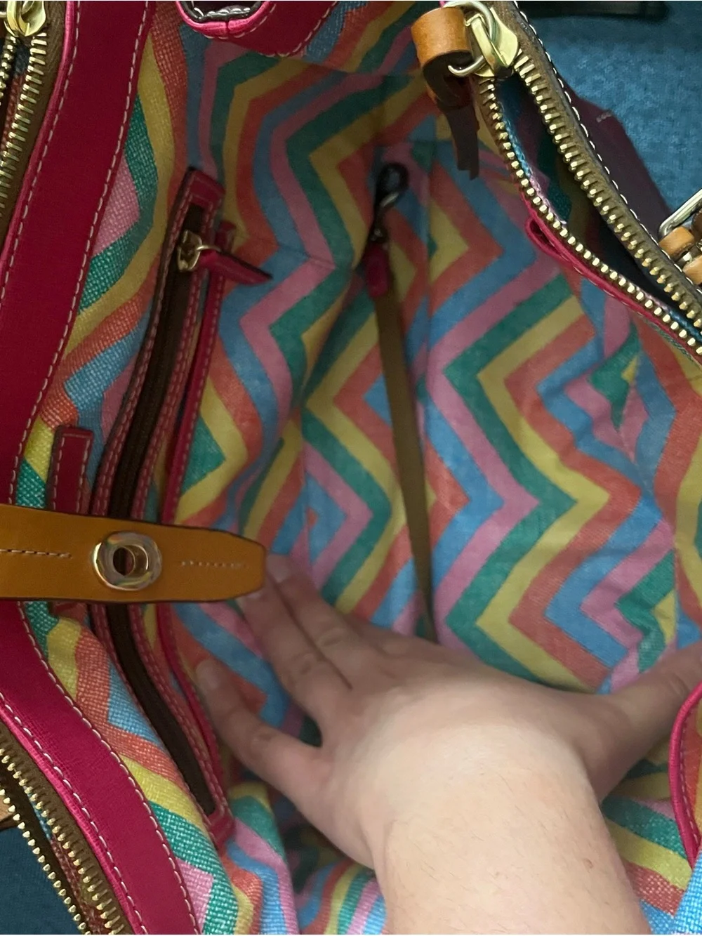 Dooney & Bourke Burgundy and Tan Leather Satchel
